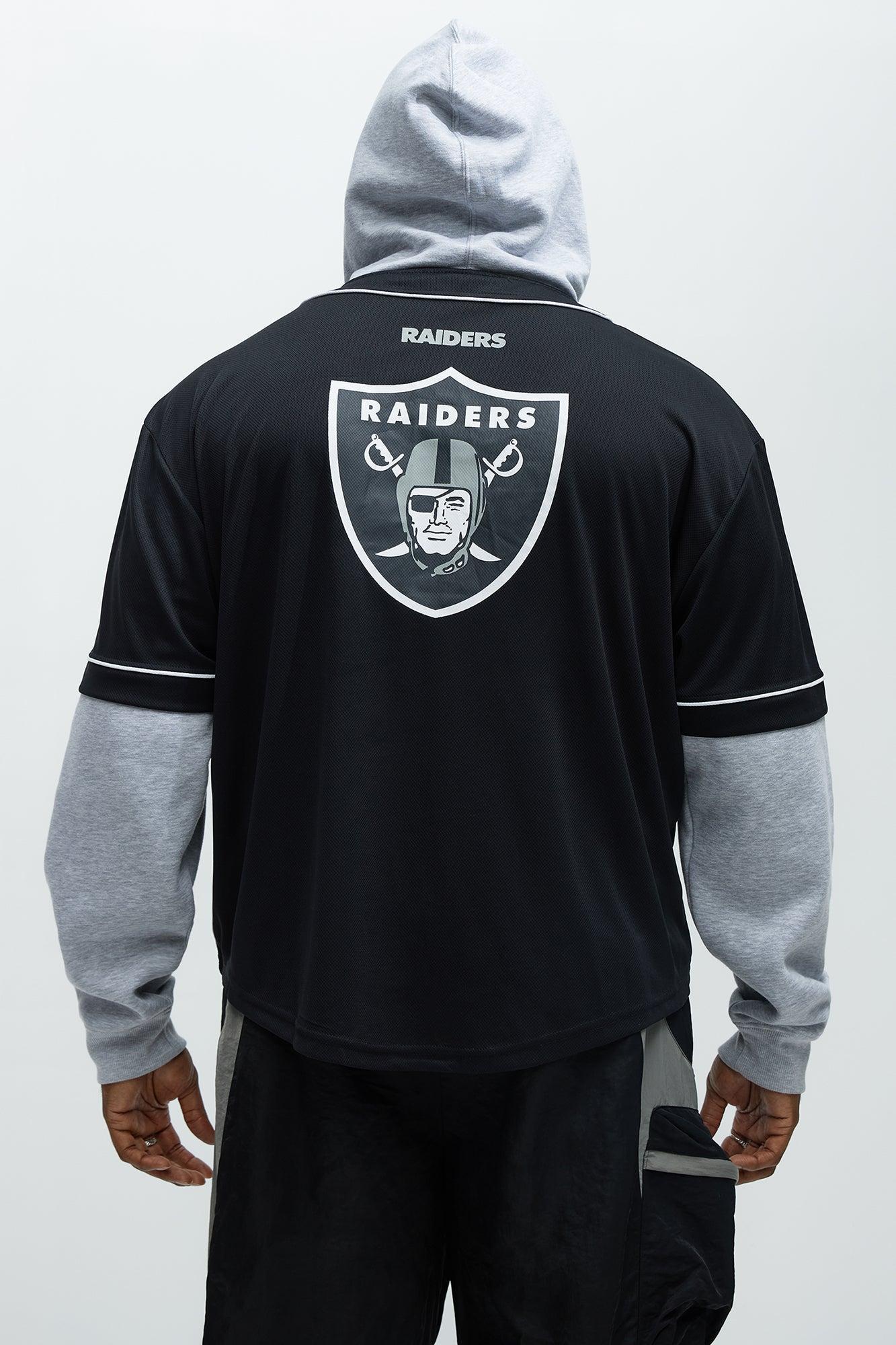 Raiders Clean Up Baseball Hoodie - Grey/Black Product Image
