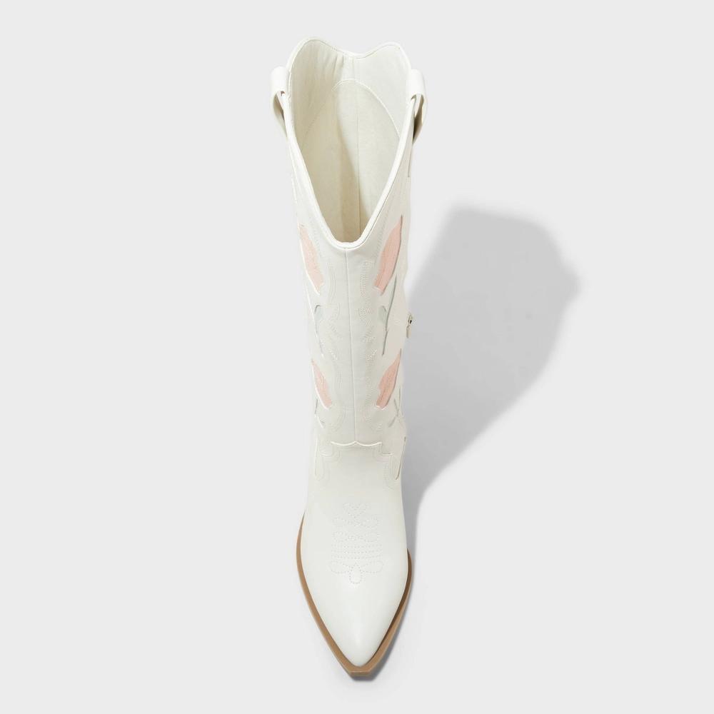 Womens Dixie Bone Floral Western Cowboy Boots with Memory Foam Insole - Universal Thread Off-White 11 Product Image