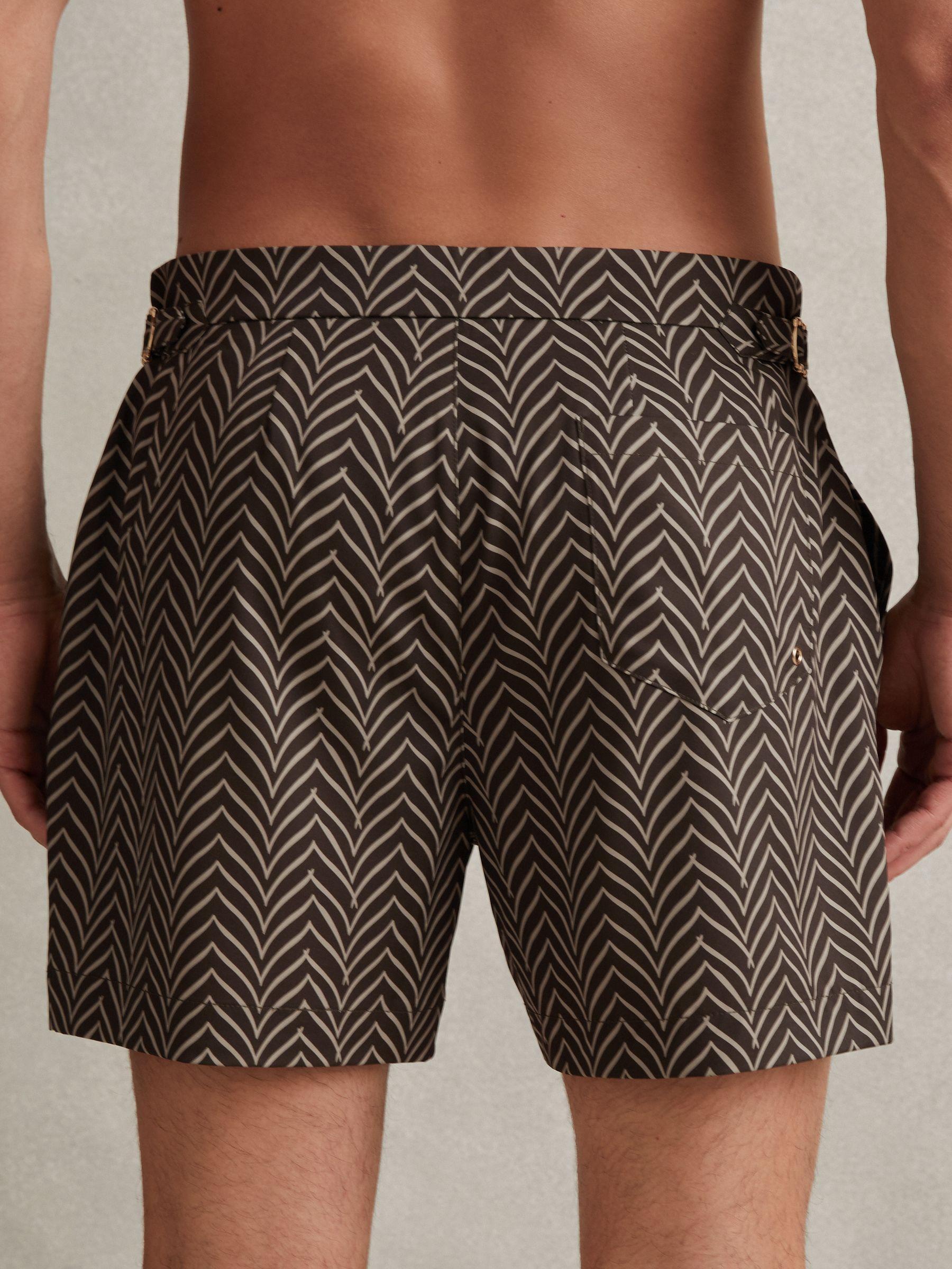 Striped Swim Shorts in Chocolate/Ecru Product Image