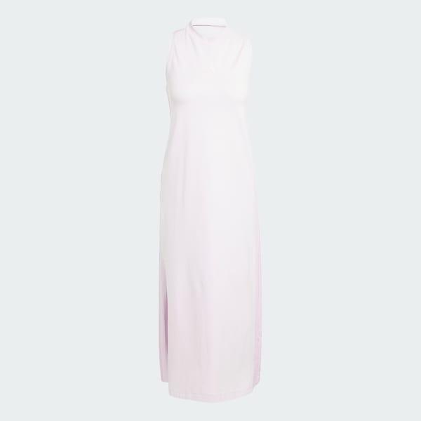 Women's adidas 3-Stripes Long Racerback Sportswear Dress, Size: XS, Clear Pink White Product Image