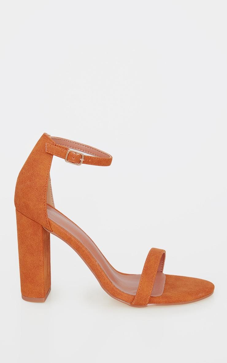 Tan Faux Suede Wide Fit Block Heeled Sandals Product Image