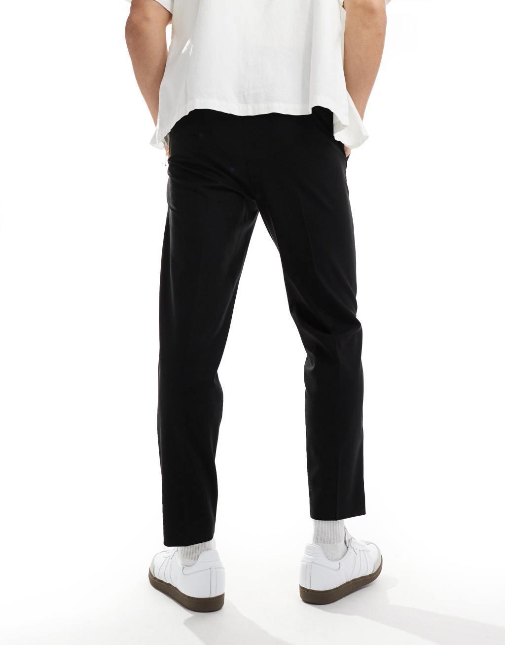 ASOS DESIGN dressy tapered fit pants in black Product Image