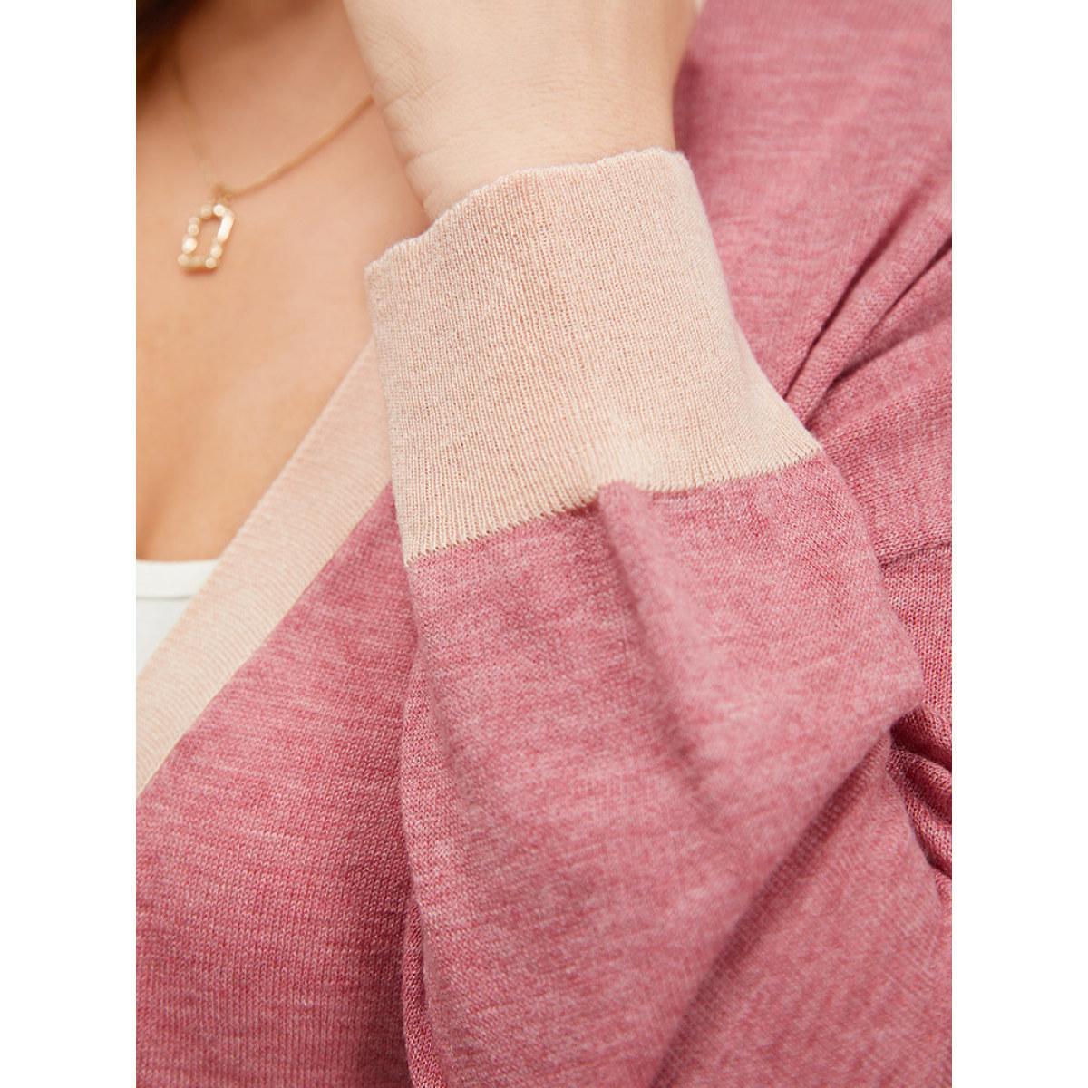 Plus Size Supersoft Essentials Two Tone Pocket Tunic Cardigan Russet Women Casual Loose Long Sleeve Dailywear Cardigans BloomChic 28/5X Product Image
