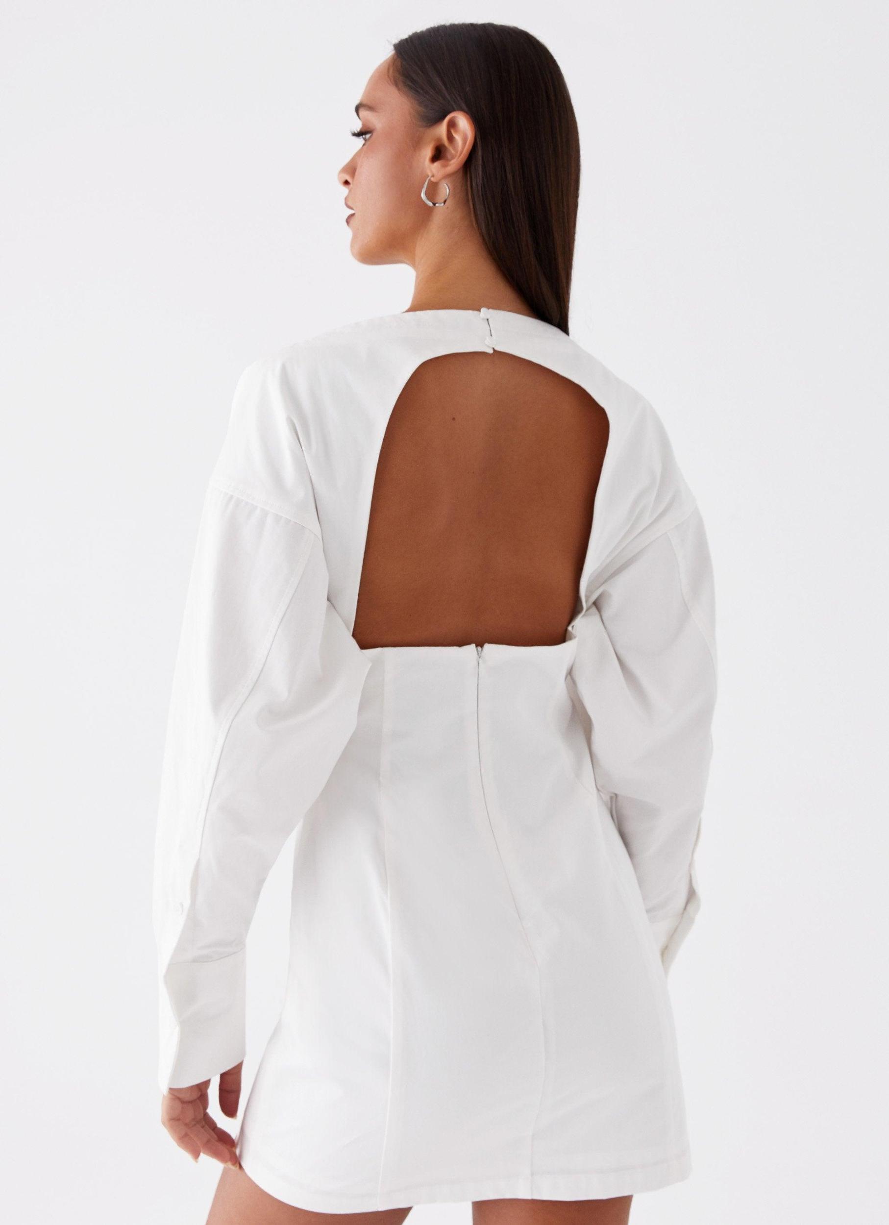 Dynasty Shirt Mini Dress - White Girls Product Image