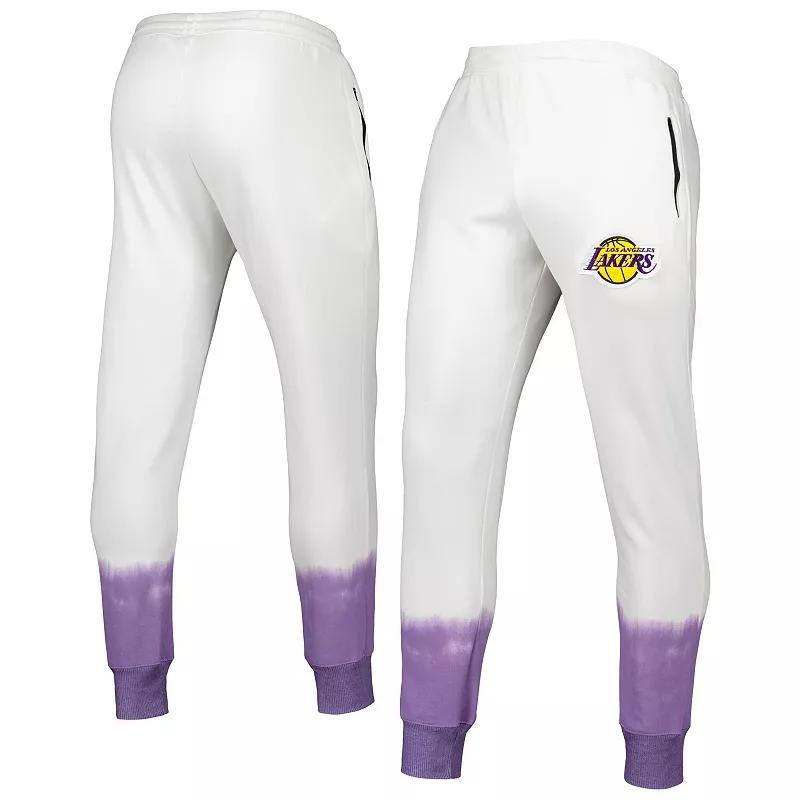 Men's FISLL Oatmeal Los Angeles Lakers Double Dribble Tie-Dye Fleece Jogger Pants, Size: XL, Team Product Image