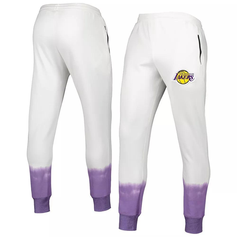 Men's FISLL Oatmeal Los Angeles Lakers Double Dribble Tie-Dye Fleece Jogger Pants, Size: XL, Team Product Image