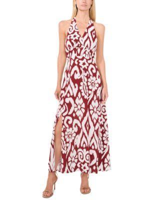 CeCe Womens V-Neck Halter Sleeveless Maxi Dress Product Image