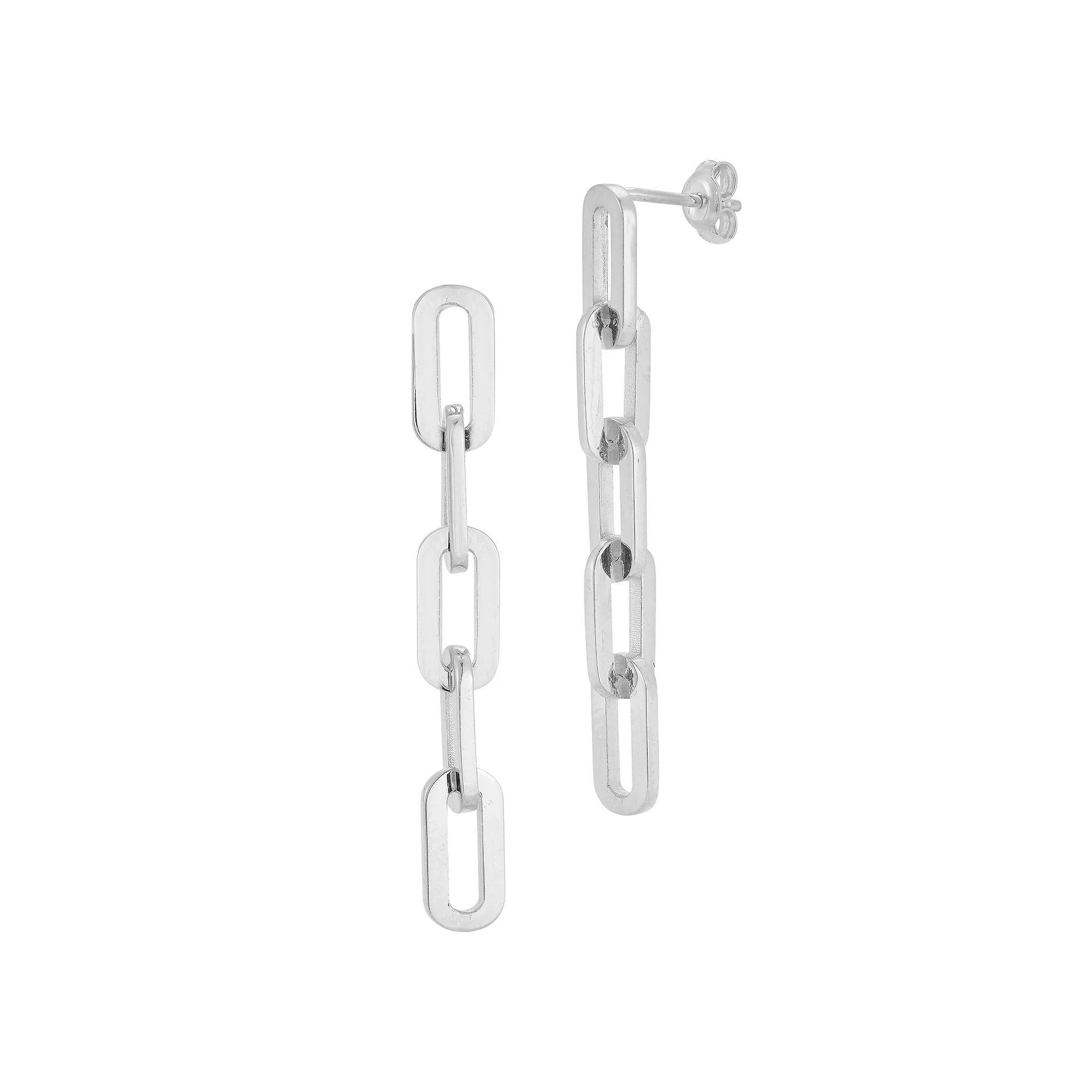 Sunkissed Sterling Sterling Silver Paperclip Chain Drop Earrings, Women's, Silver Tone Product Image
