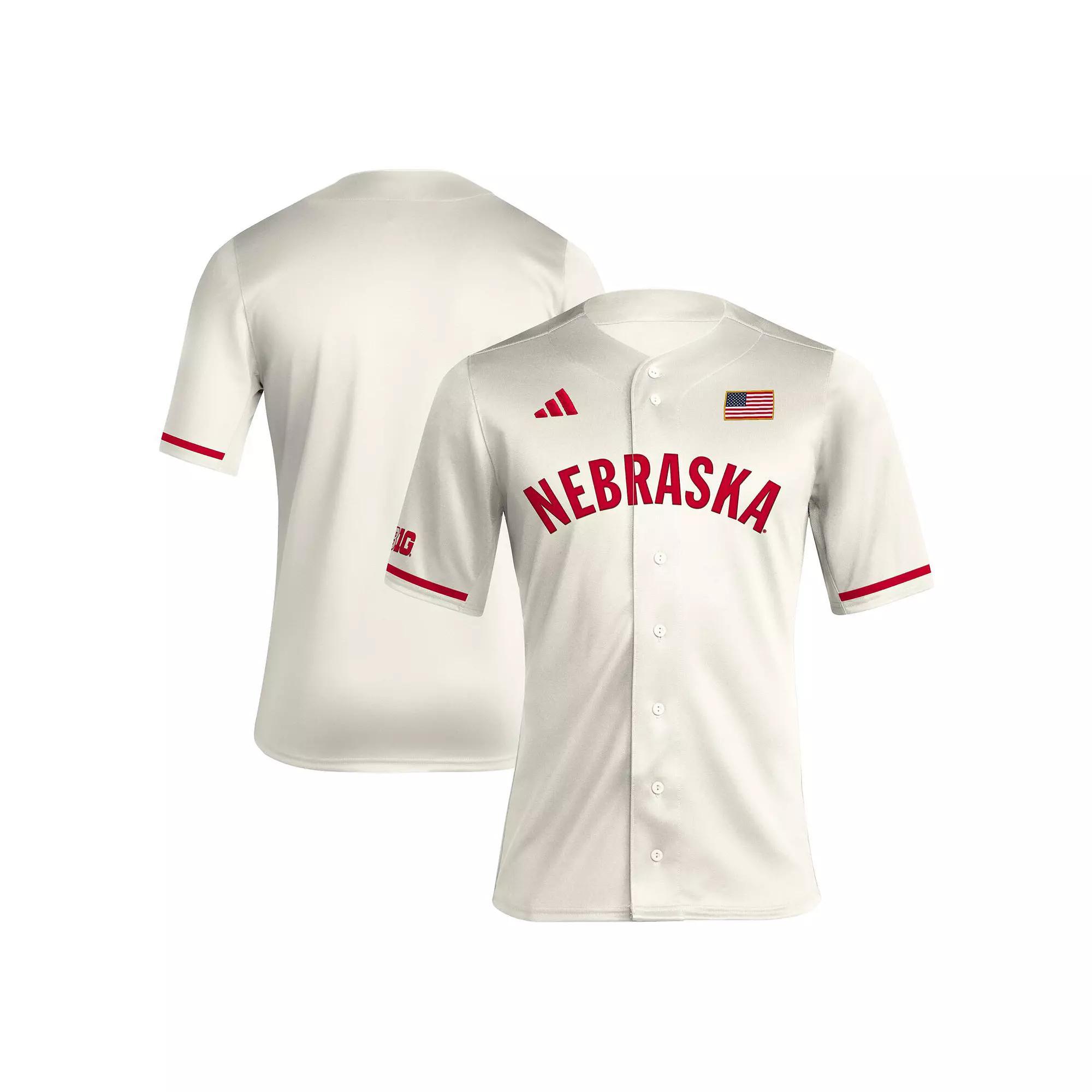 Men's adidas Cream Nebraska Huskers Replica Baseball Jersey, Size: Small, Beige Product Image