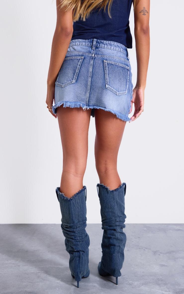 Blue Cross Applique Denim Mini Skirt Product Image