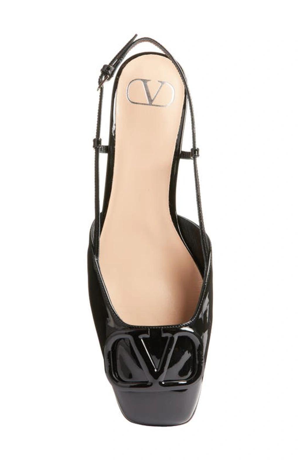 VALENTINO GARAVANI Vlogo Patent Slingback Ballerina Flats In Black Product Image