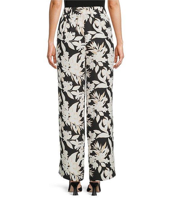 Anne Klein Pull On Floral Elastic Back Wide Leg Pants Product Image