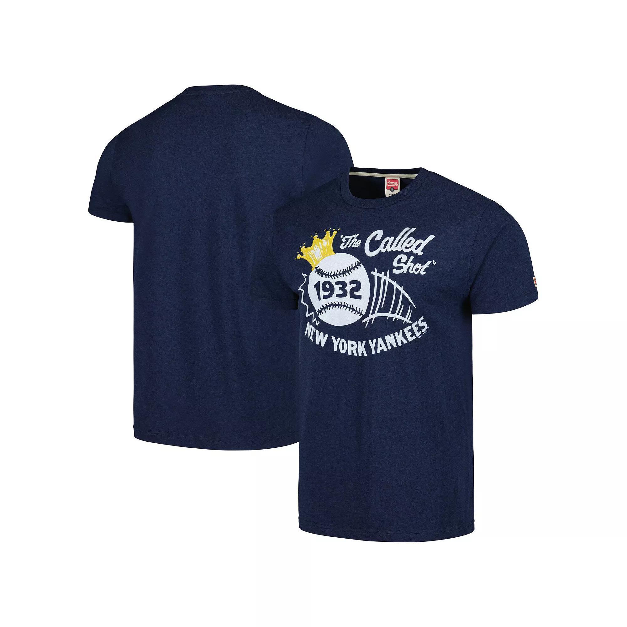 Men's Homage Navy New York Yankees The Called Shot Tri-Blend T-Shirt, Size: Small, Blue Product Image
