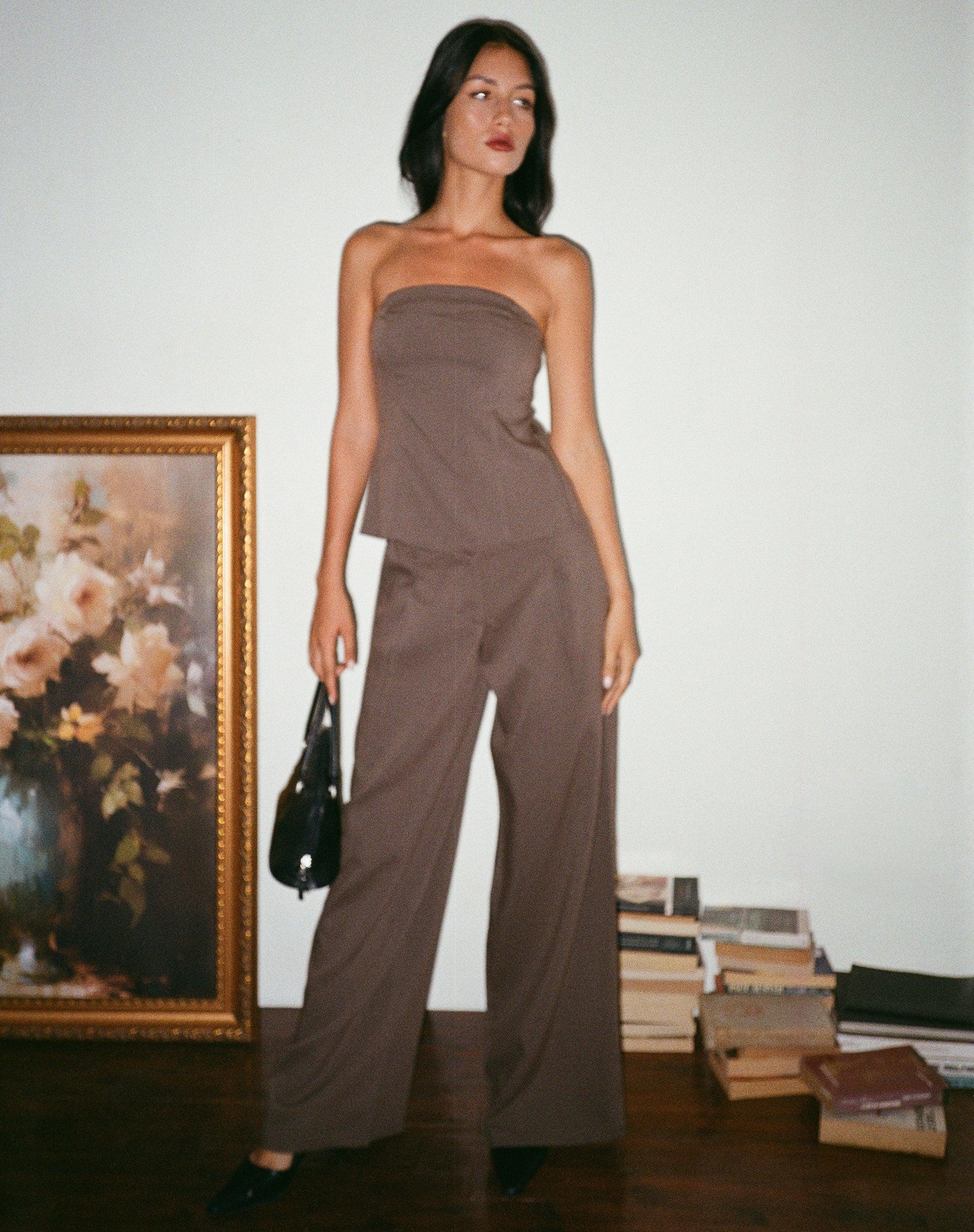 Mairi Longline Bandeau Top in Taupe Tailoring Female Product Image