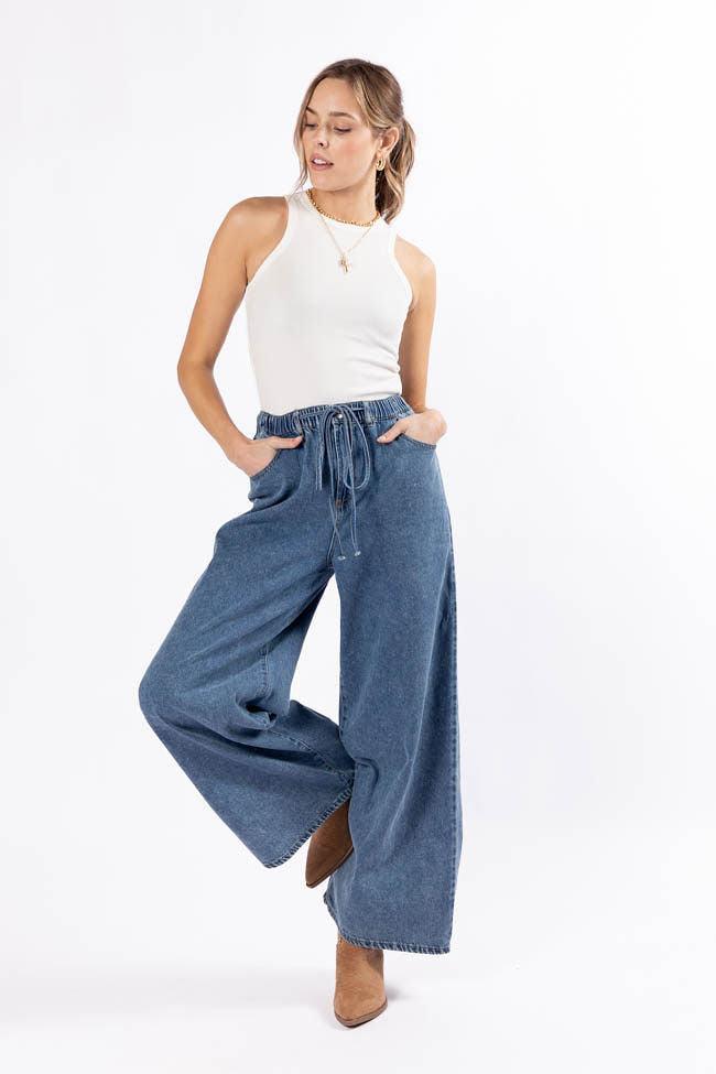 Callahan Drawstring Waist Loose Chambray Pants FINAL SALE Product Image