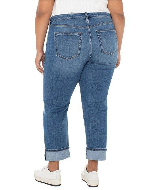 Liverpool Los Angeles Plus Size Marley Girlfriend Cuffed Crosshatch Denim Jeans Product Image