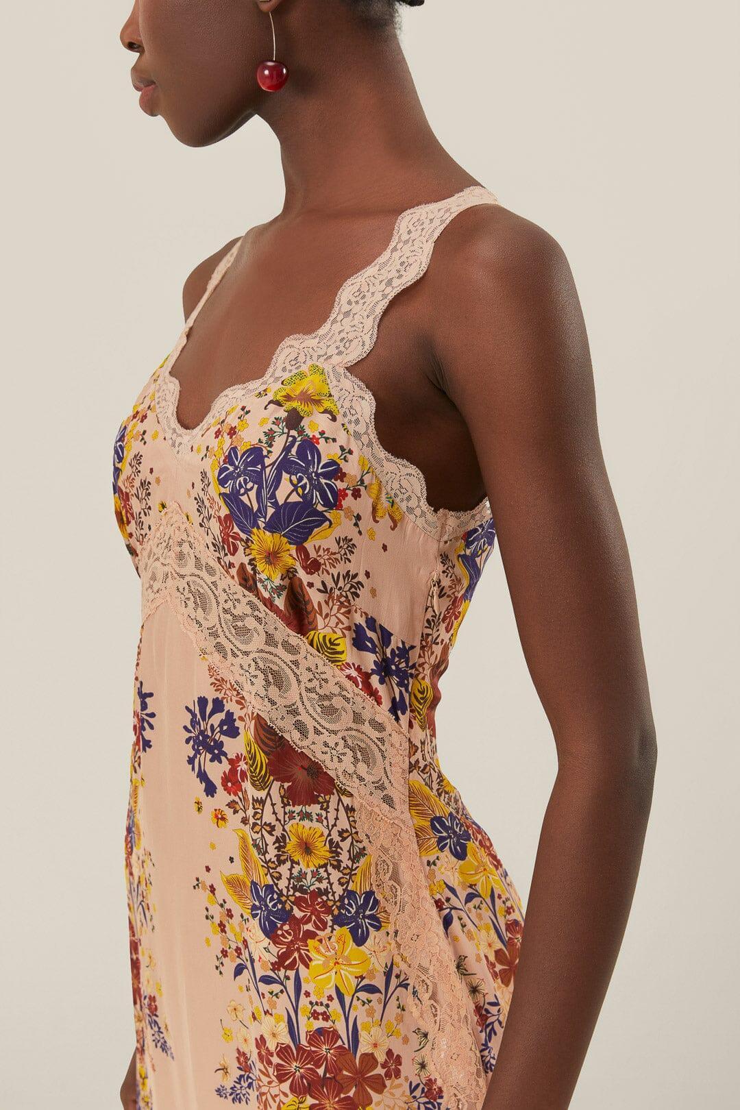 Pink Beauty Bouquet Sleeveless Maxi Dress, BEAUTY BOUQUET PINK / L Product Image