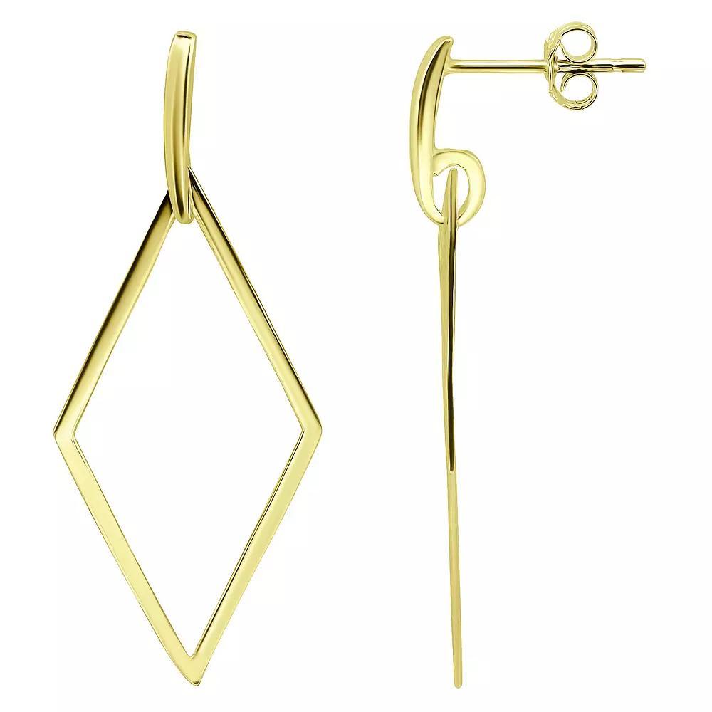 Aleure Precioso Sterling Silver Open Diamond Shaped Drop Earrings, Women's, Silver Tone Product Image
