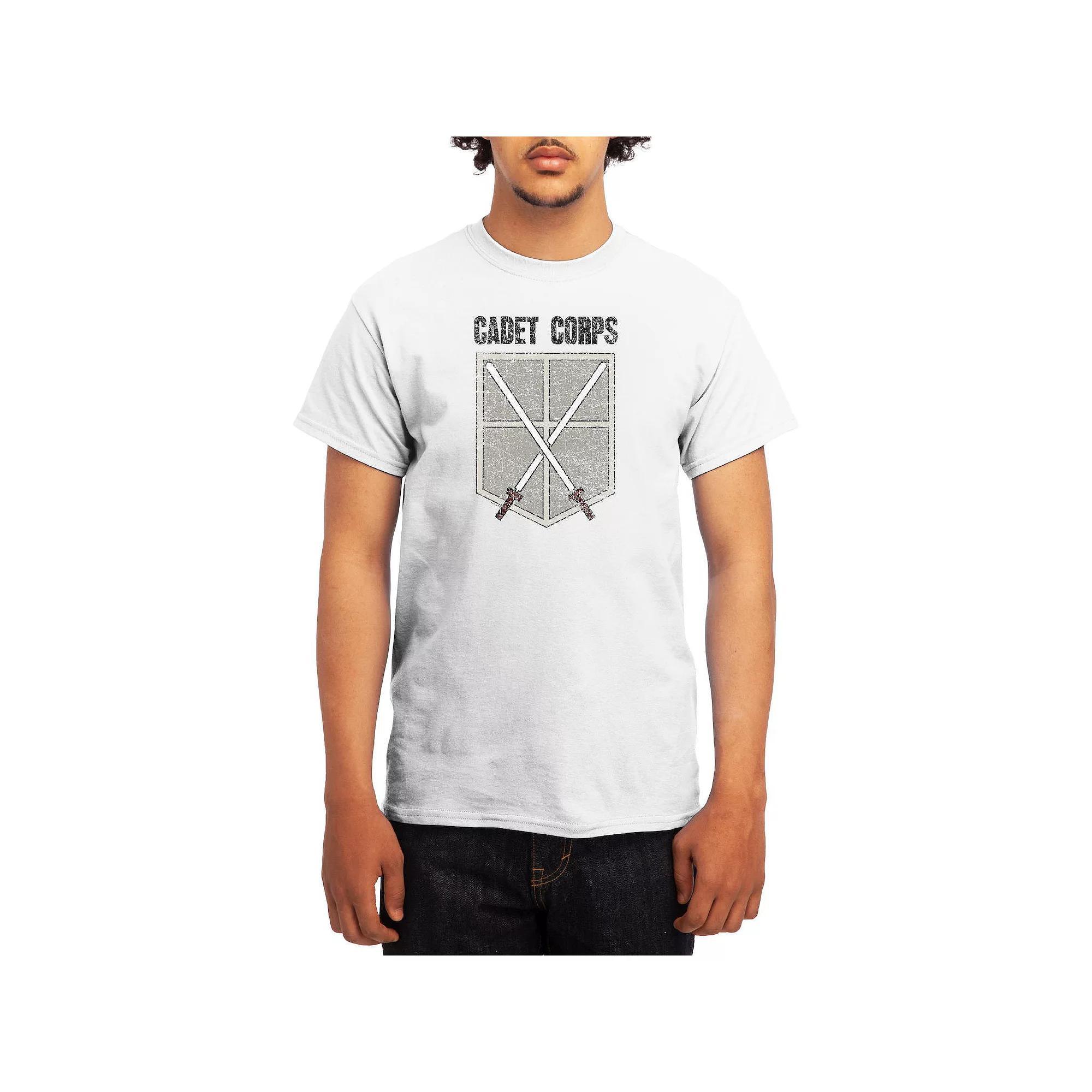 Men's Attack on Titan Distressed Cadet Corp Emblem Tee, Boy's, Size: XXL, Grey Red Product Image