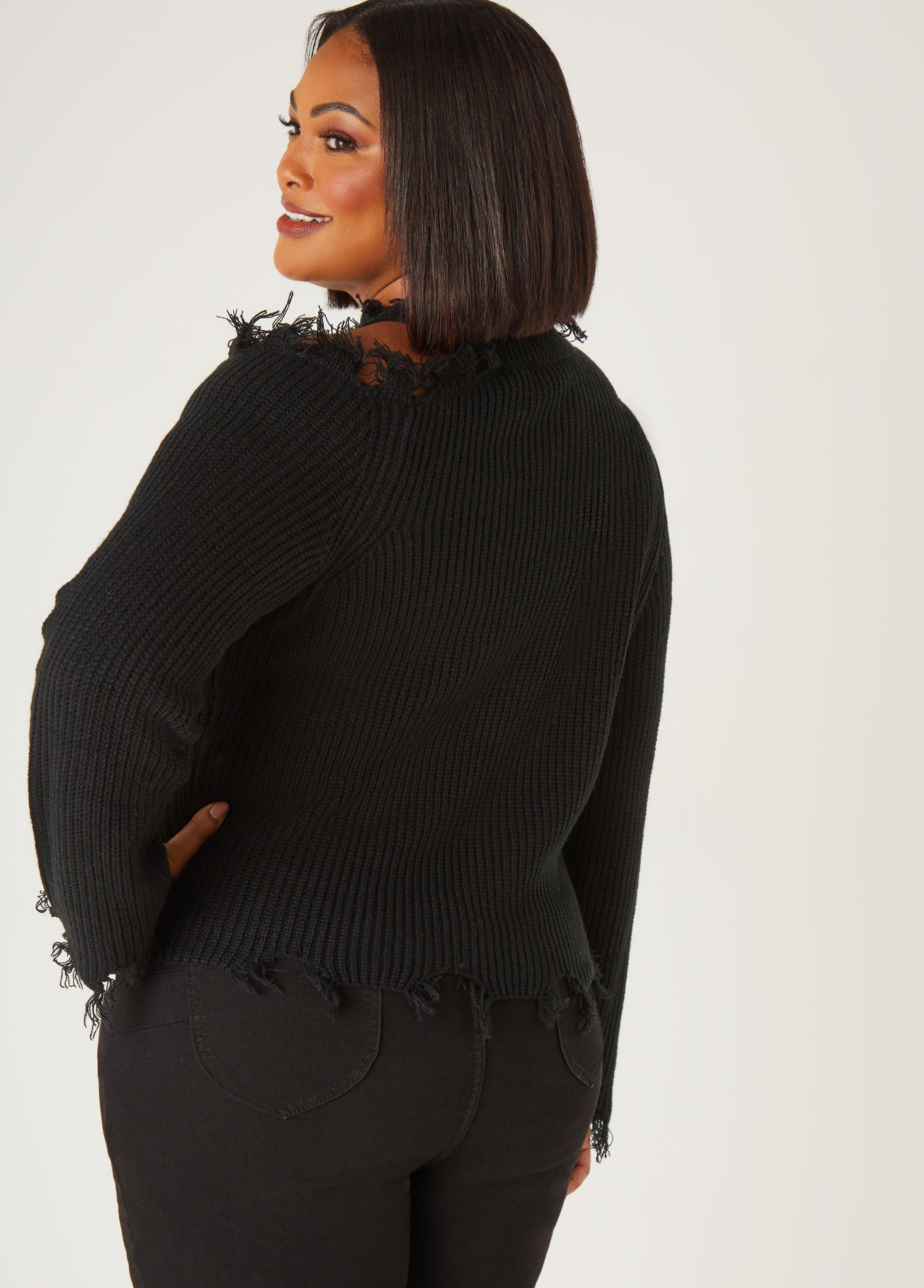 Distressed Cutout Crystal Sweater Product Image