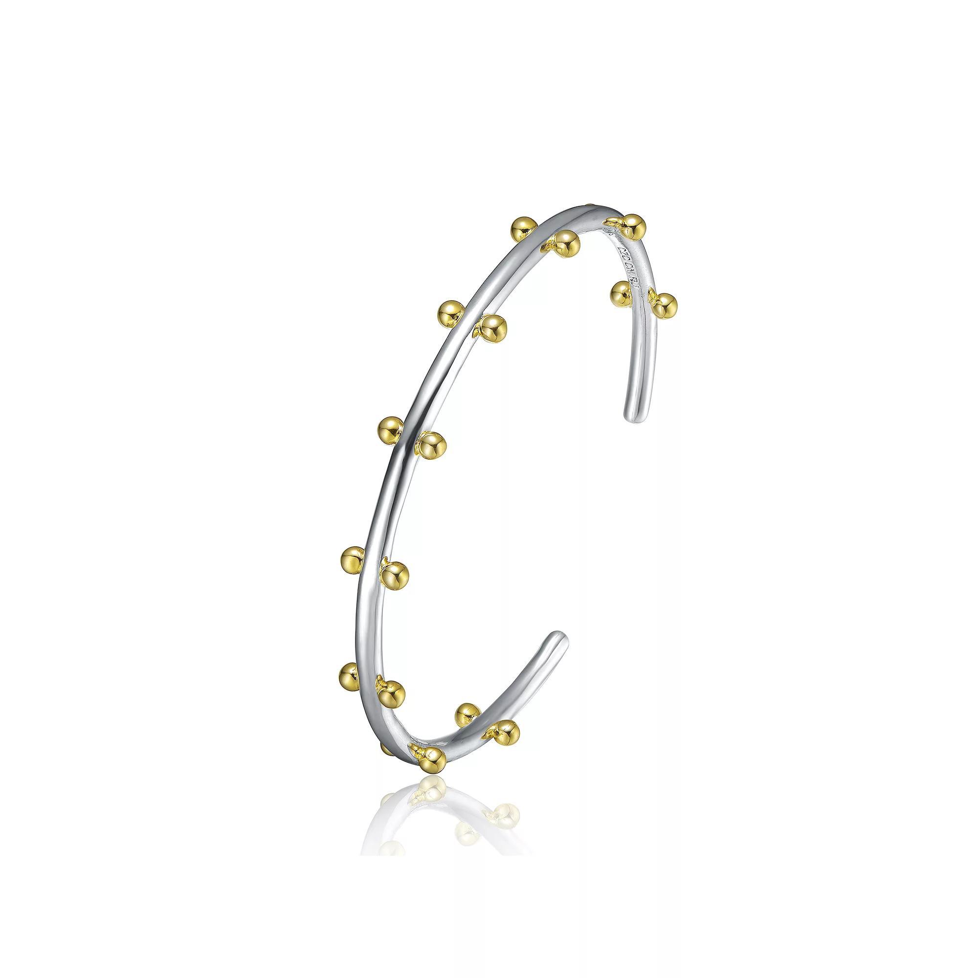 Two Tone Plated Cuff Bracelet, Womens Product Image