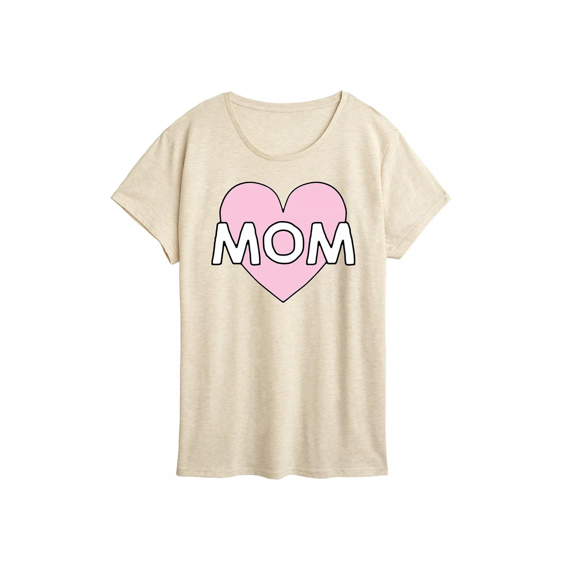 Women's Mom Heart Graphic Tee, Size: Medium, Grey Gray Product Image