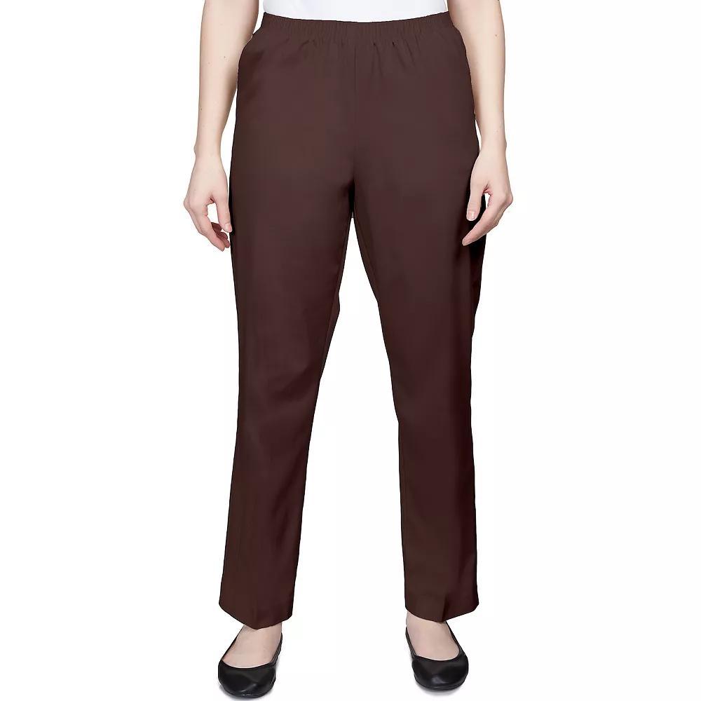 Women's Alfred Dunner Classics Twill Proportioned Pants, Size: 10, Brown Product Image