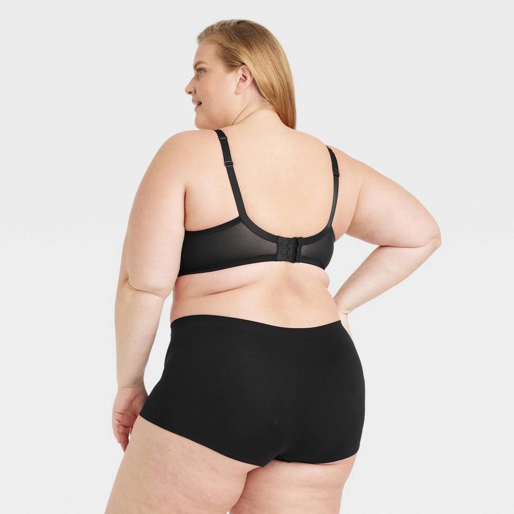 Women's Seamless Boy Shorts Underwear - Auden™ Black 1X: Lightweight Nylon Spandex, Mid Rise, Pull-On Product Image
