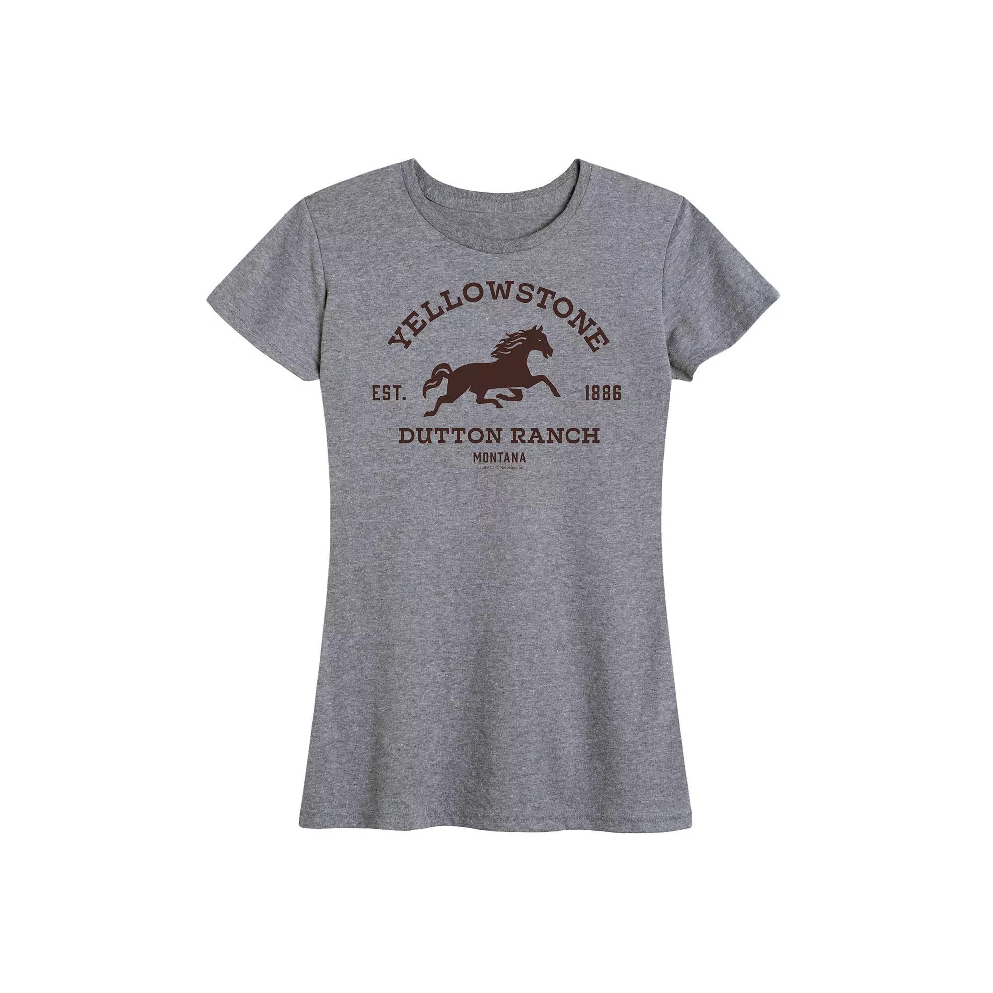 Womens Yellowstone Est. 1886 Horse Logo Graphic Tee Grey Gray Product Image