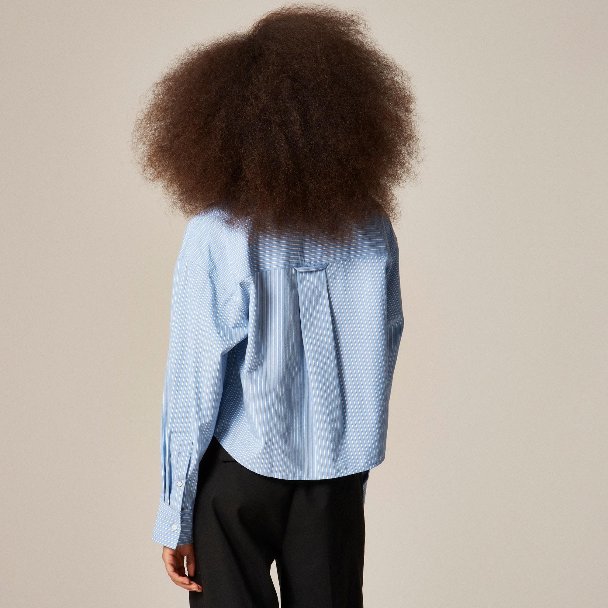 Étienne cropped button-up shirt with embellishments in stripe Product Image