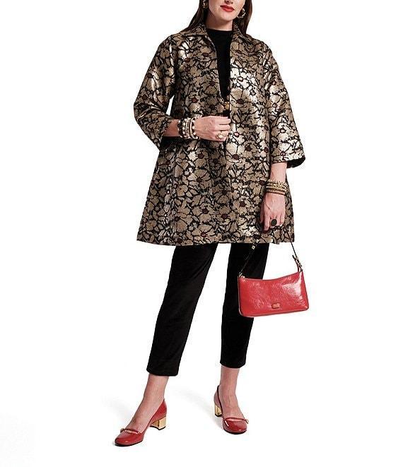 FRANCES VALENTINE Cornelia Winter Anemone Floral Jacquard Swing Jacket Product Image