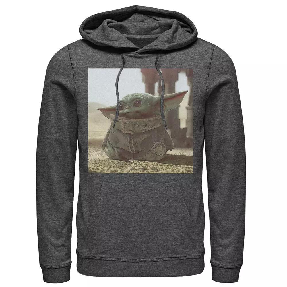 Mens Star Wars The Mandalorian The Child Photograph Hoodie Athletic Grey Product Image
