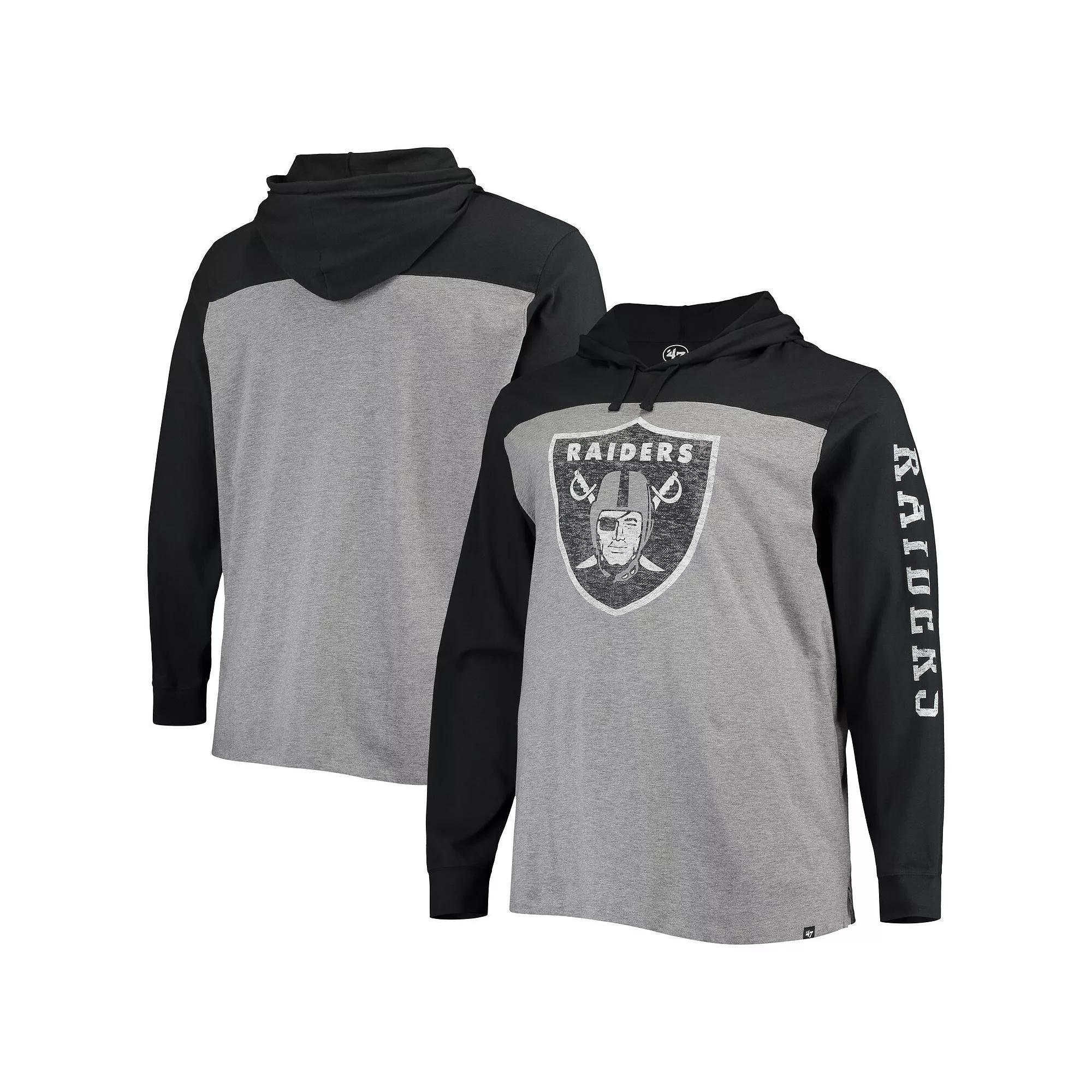 Mens 47 Heathered Gray/Black Las Vegas Raiders Franklin Wooster Long Sleeve Hoodie T-Shirt Product Image