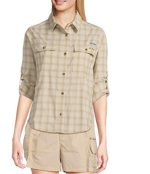 Columbia Women's PFG Wildcast Performance Yarn Dye Plaid Print Long Sleeve Button Front Shirt Product Image