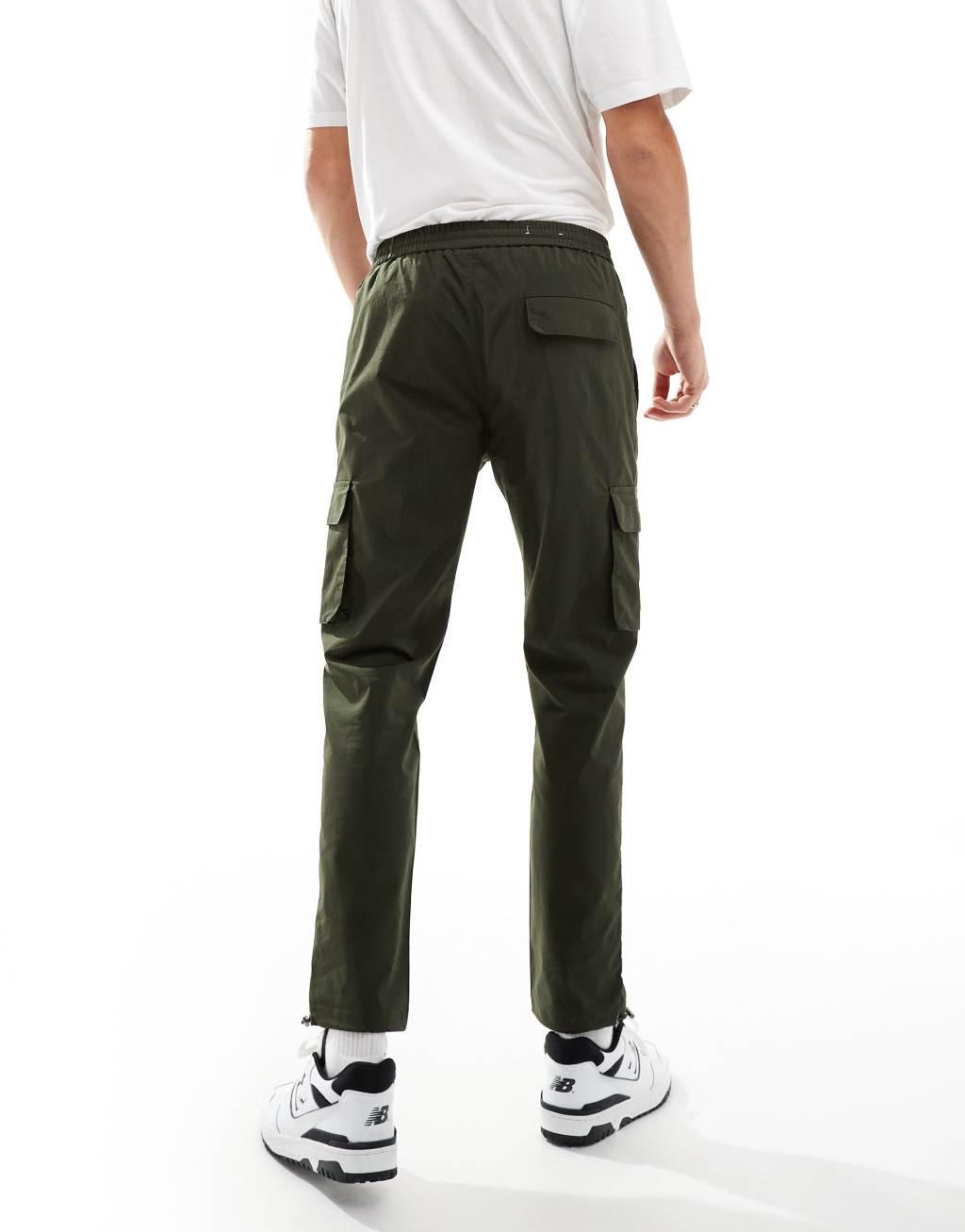 ONLY & SONS tapered tech cargo shorts in khaki green Product Image