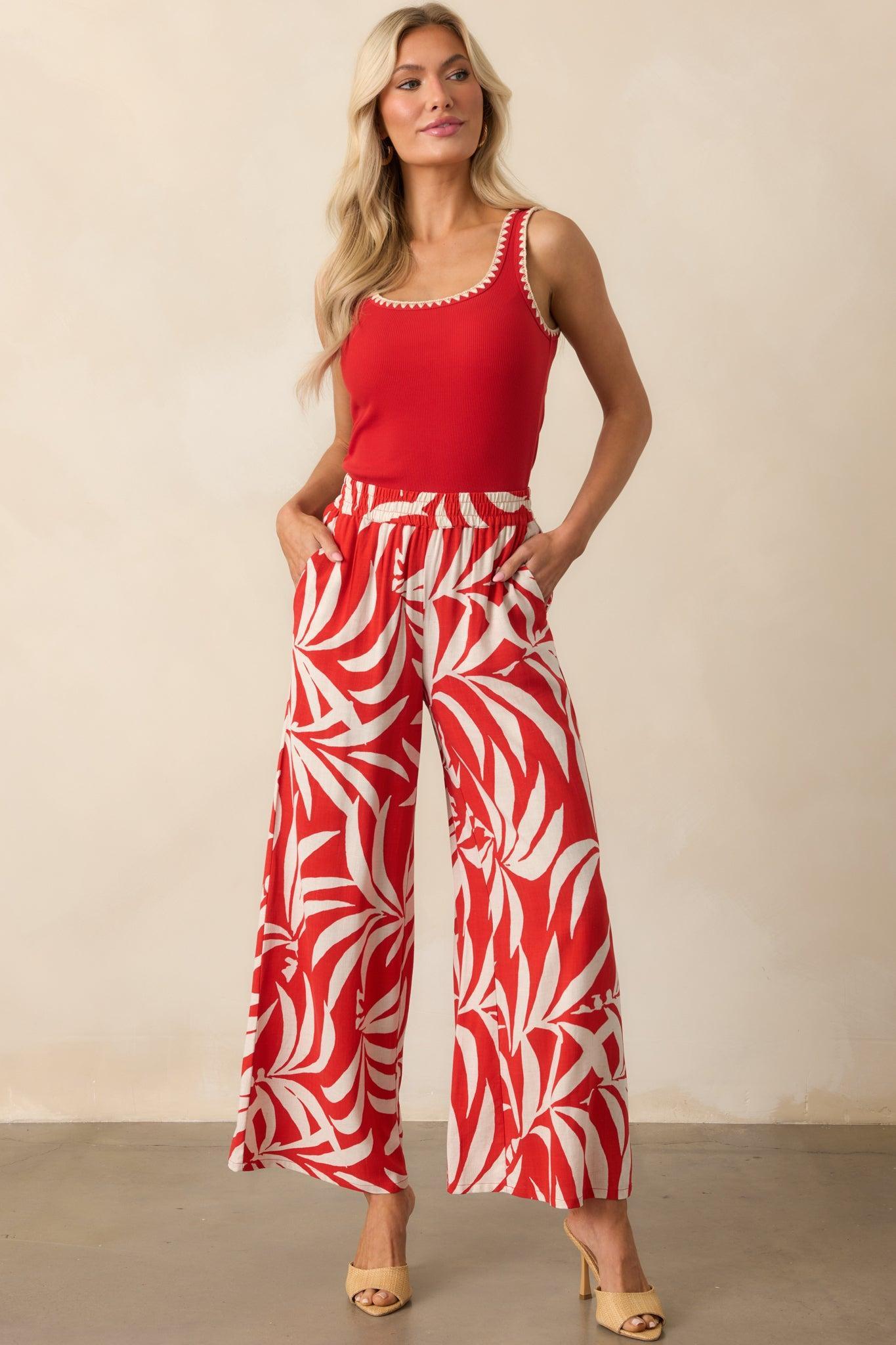 Z Supply Red Jaidynn Whipstitch Rib Tank Product Image