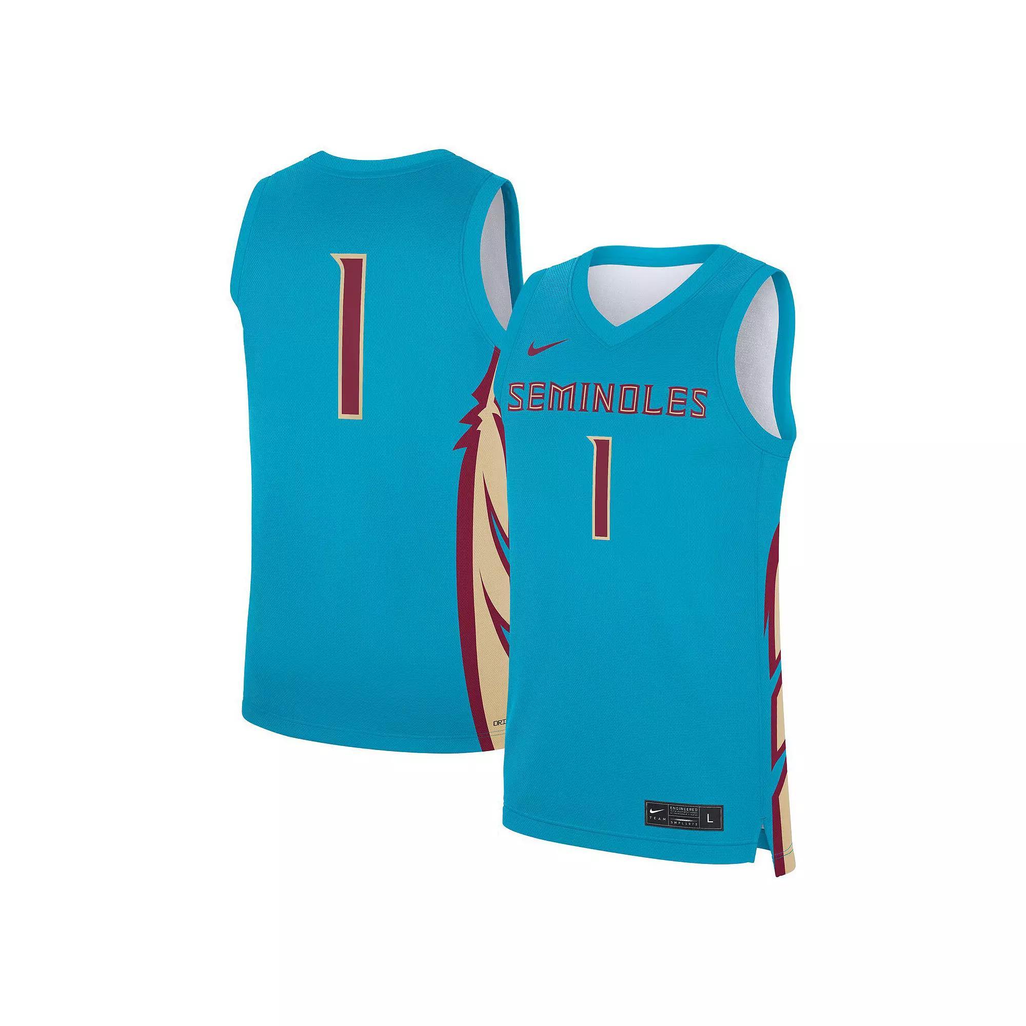 Mens Nike #1 Turquoise Florida State Seminoles Alternate Replica Jersey Turquoise A Product Image