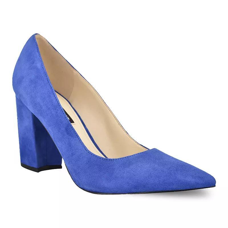 Nine West Cara Women's Block Heel Pumps, Size: 7, Blue Suede Product Image