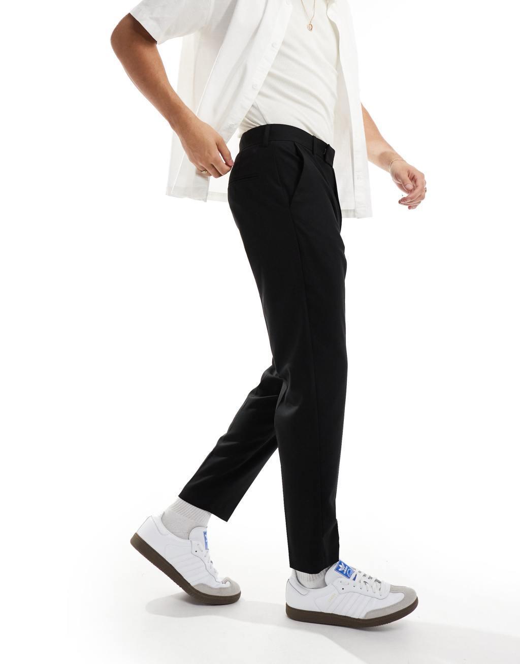 ASOS DESIGN dressy tapered fit pants in black Product Image