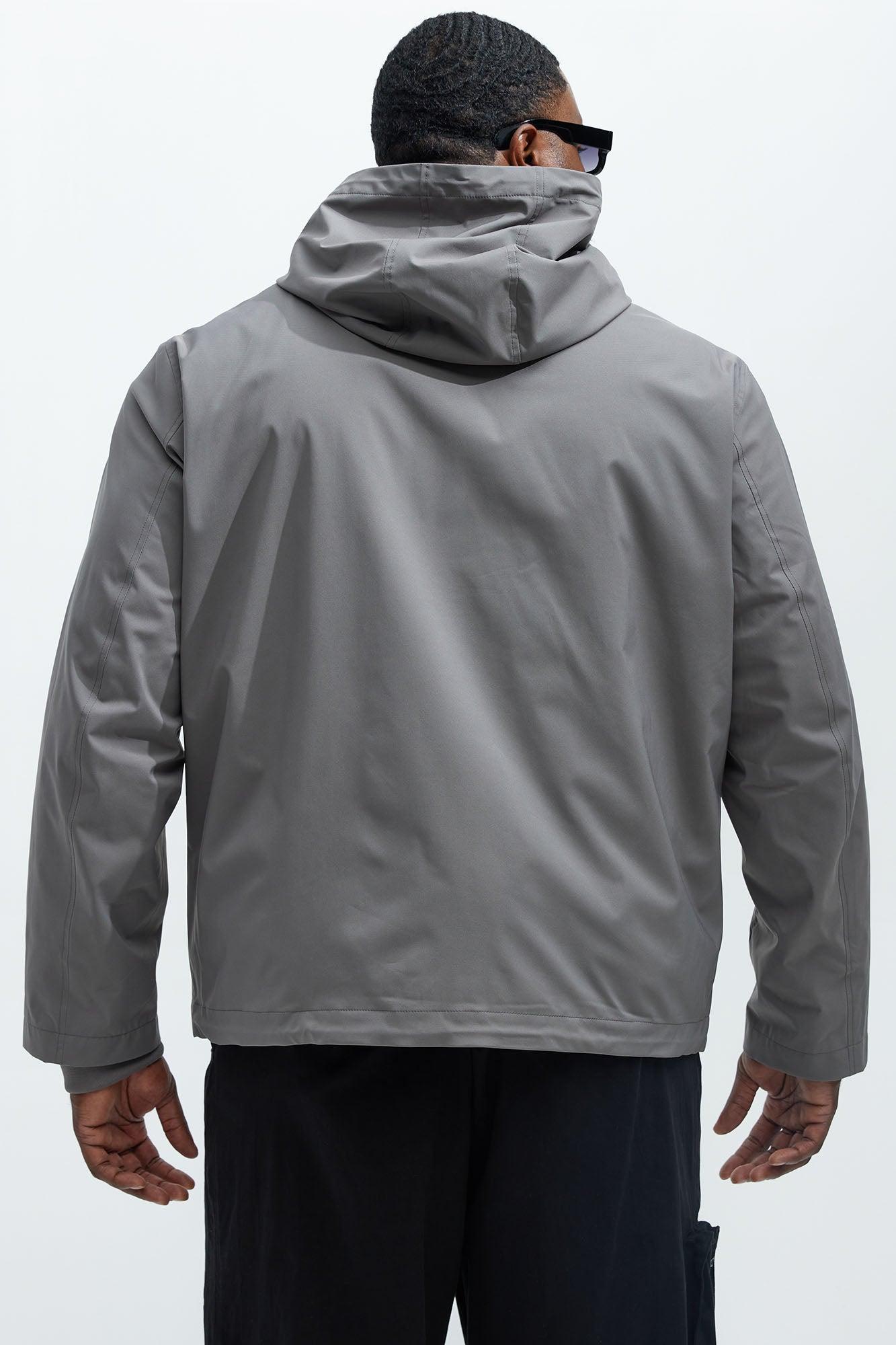 Never Worried Hooded Tech Jacket - Grey Product Image