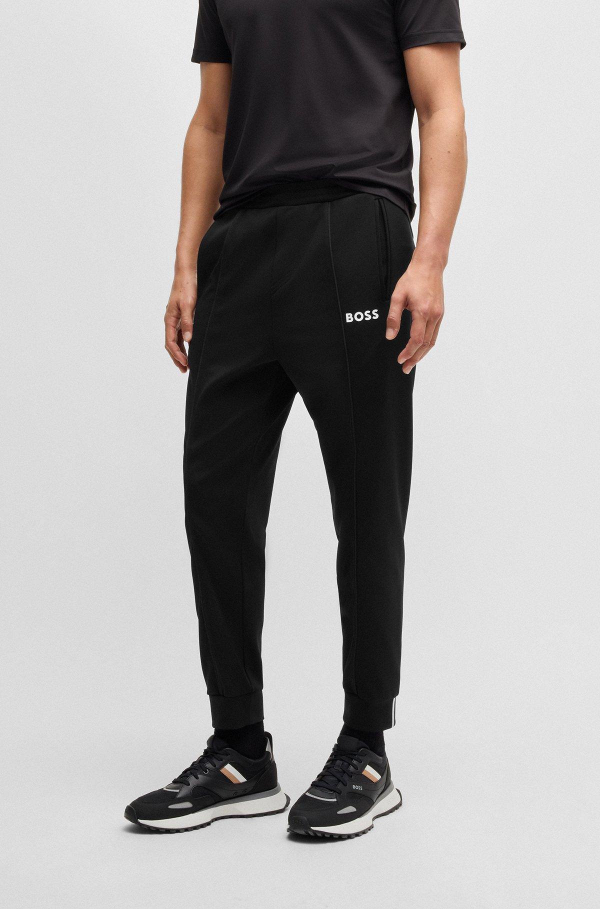 Regular-fit trousers in stretch gabardine with logo detail Product Image