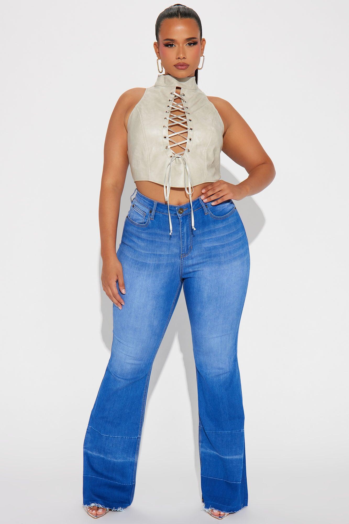 Janis Super Soft Low Rise Flare Jeans - Blue Wash Product Image