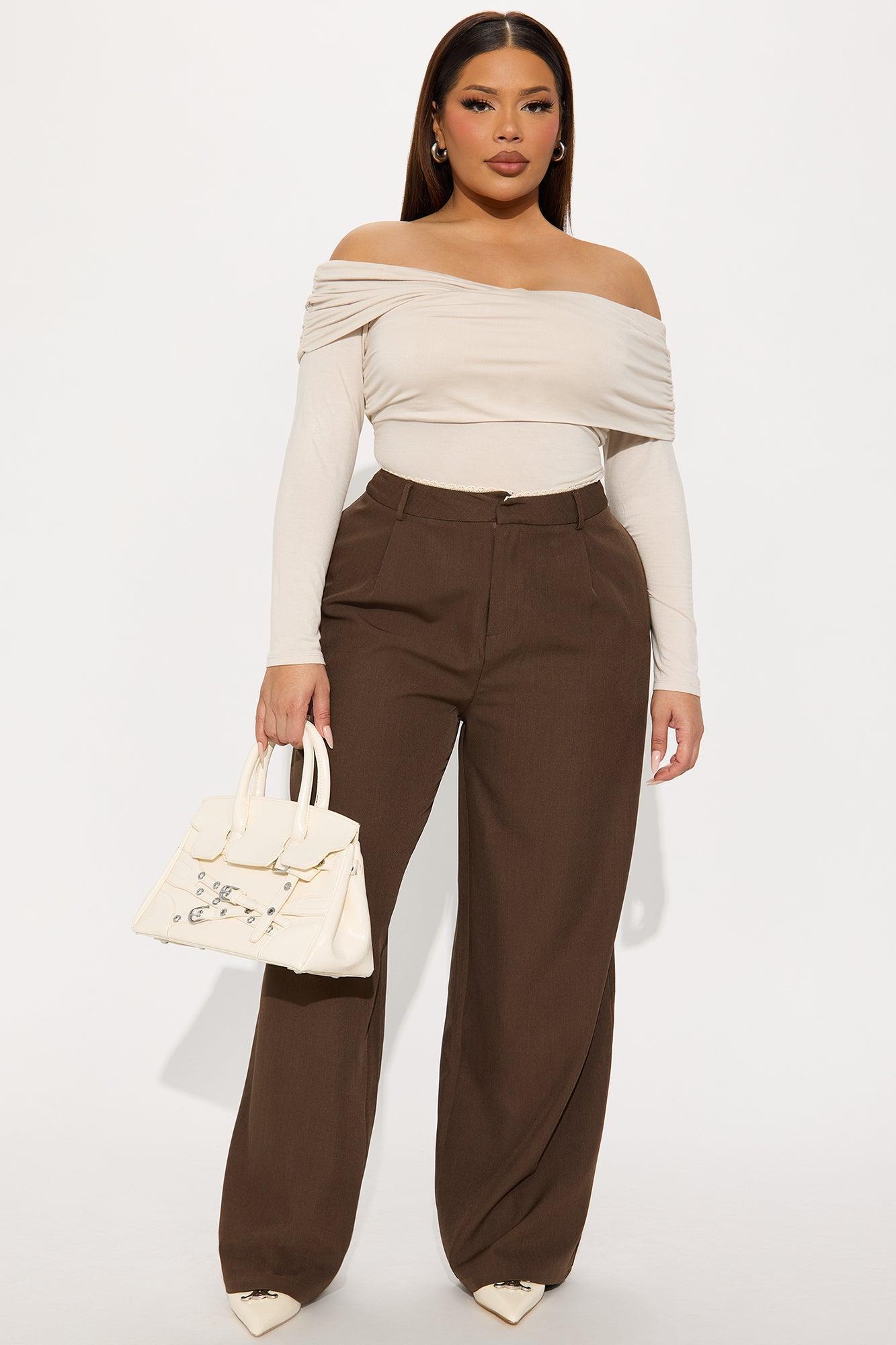 Sweet Promises Lace Trim Trouser - Brown Product Image