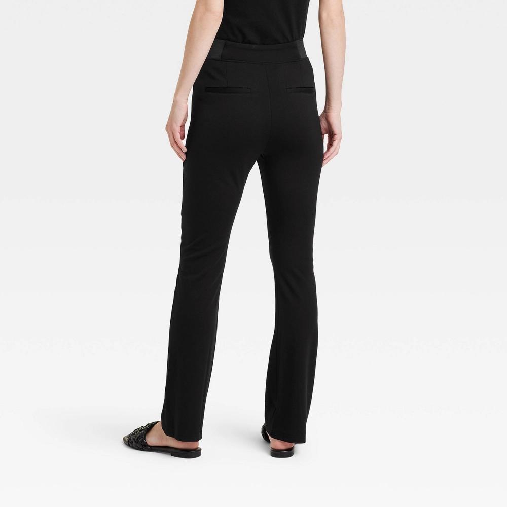 Women's High Waisted Ponte Flare Leggings with Pockets - A New Day™ Black M: Midweight Fabric Product Image