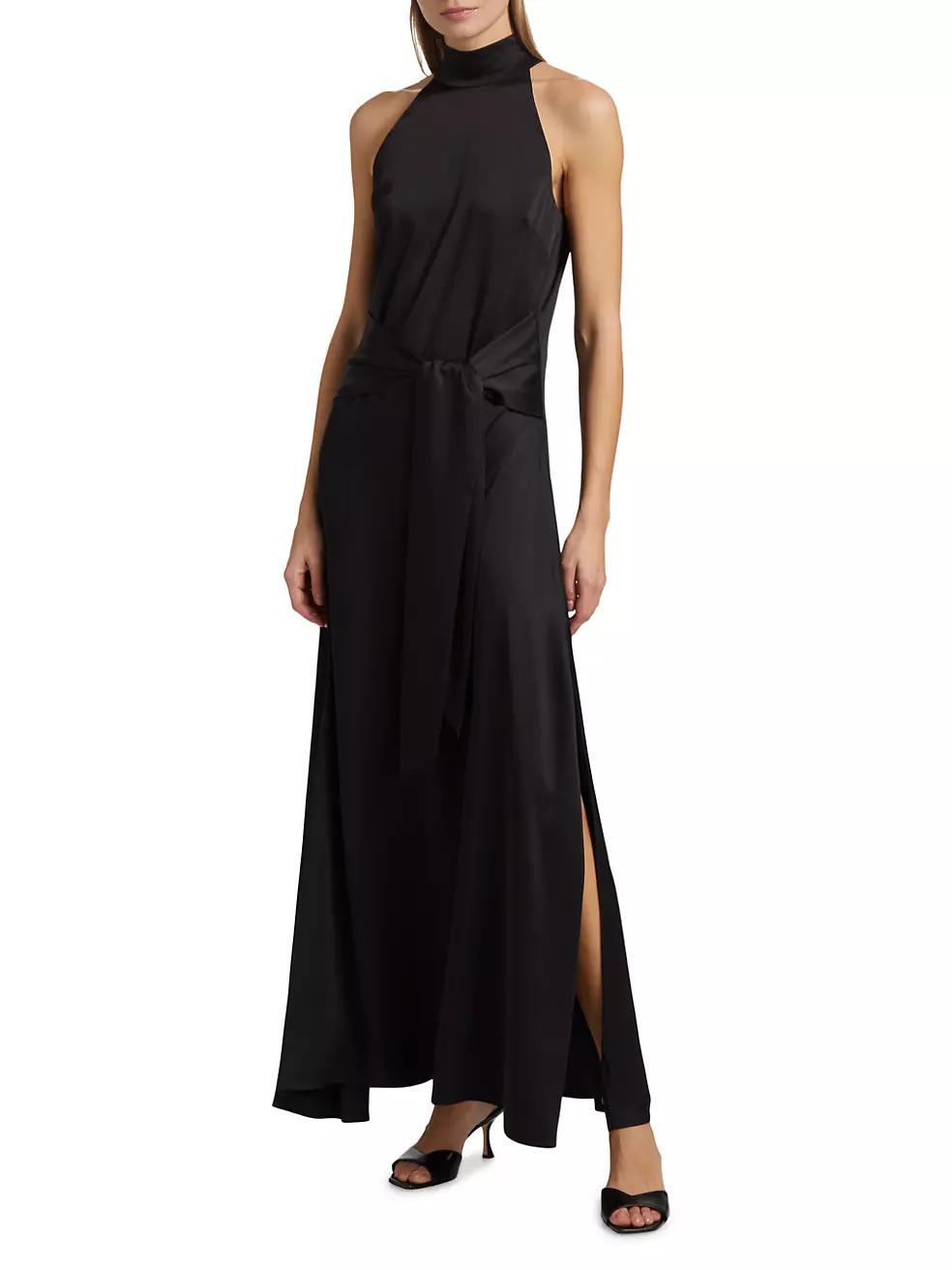 Jocelyn Satin Tie- Front Maxi Dress Product Image