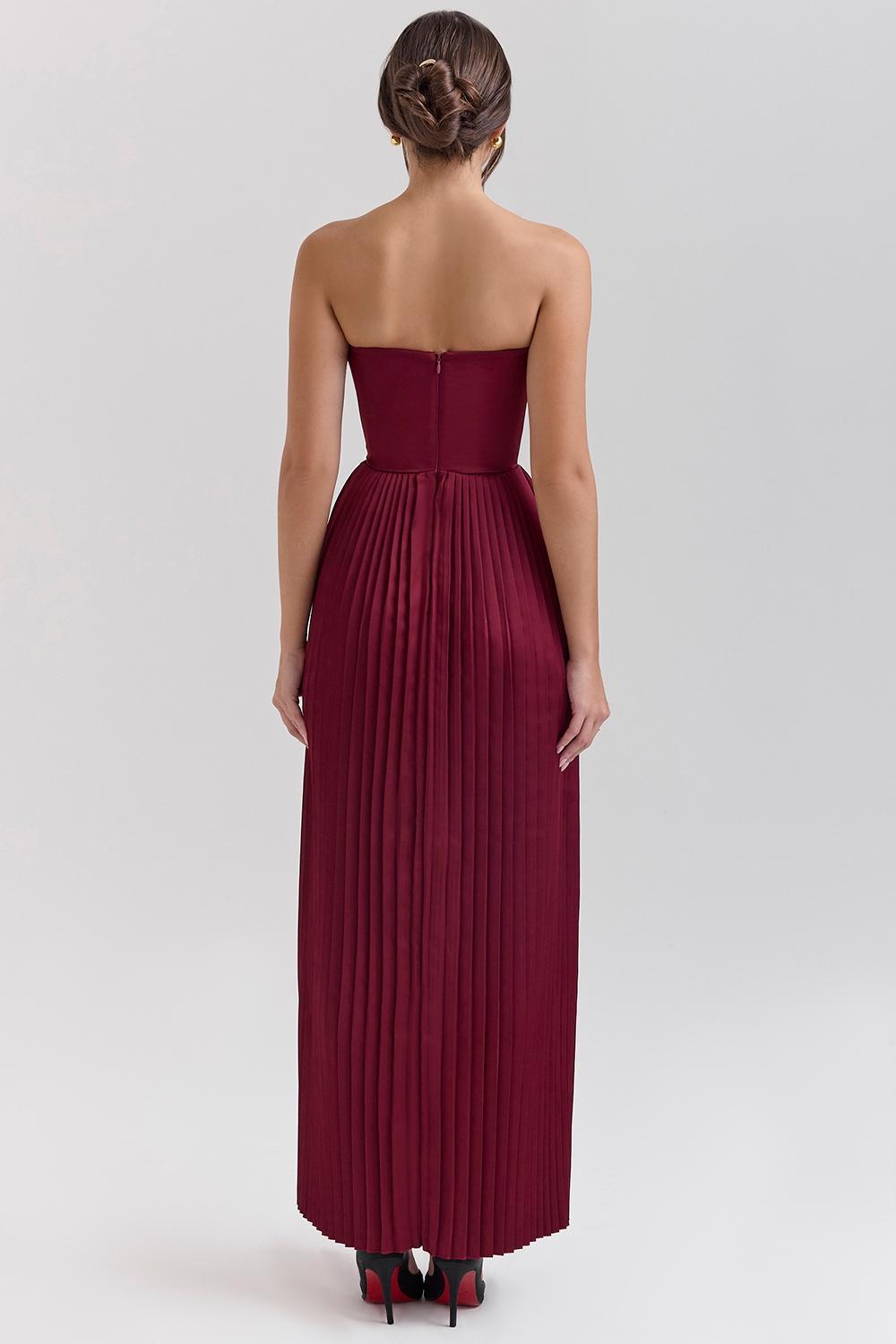 Marcella Berry Pleated Georgette Maxi Dress Product Image