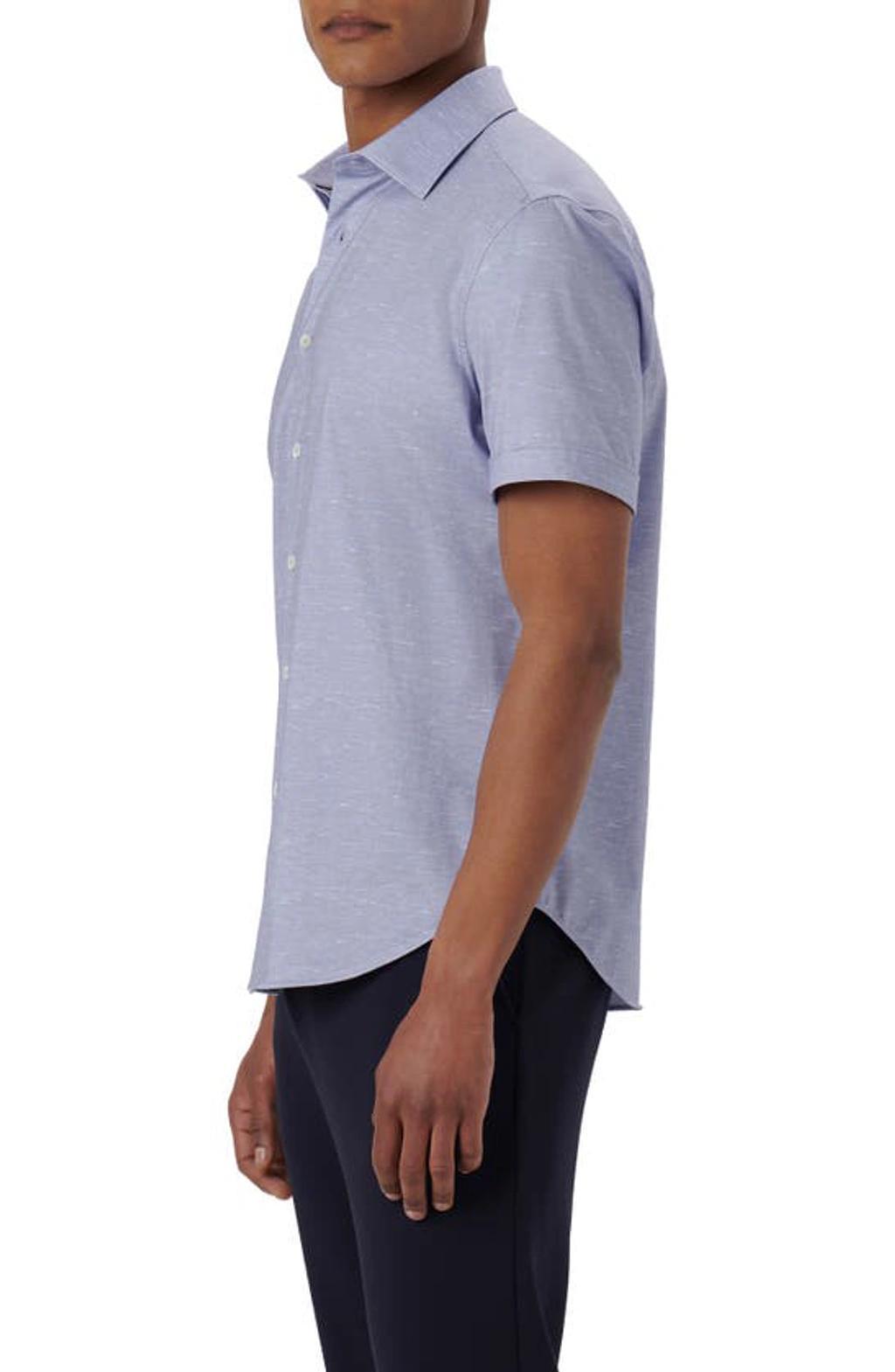 BUGATCHI Men's Ooohcotton Tech Heathered Sport Shirt In Lilac Product Image