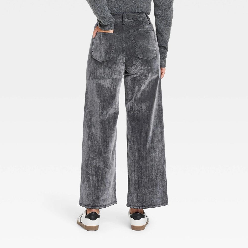 Women's High-Rise Holiday Flocked Sailor Wide Leg Ankle Jeans - Universal Thread™ Gray 6 Product Image