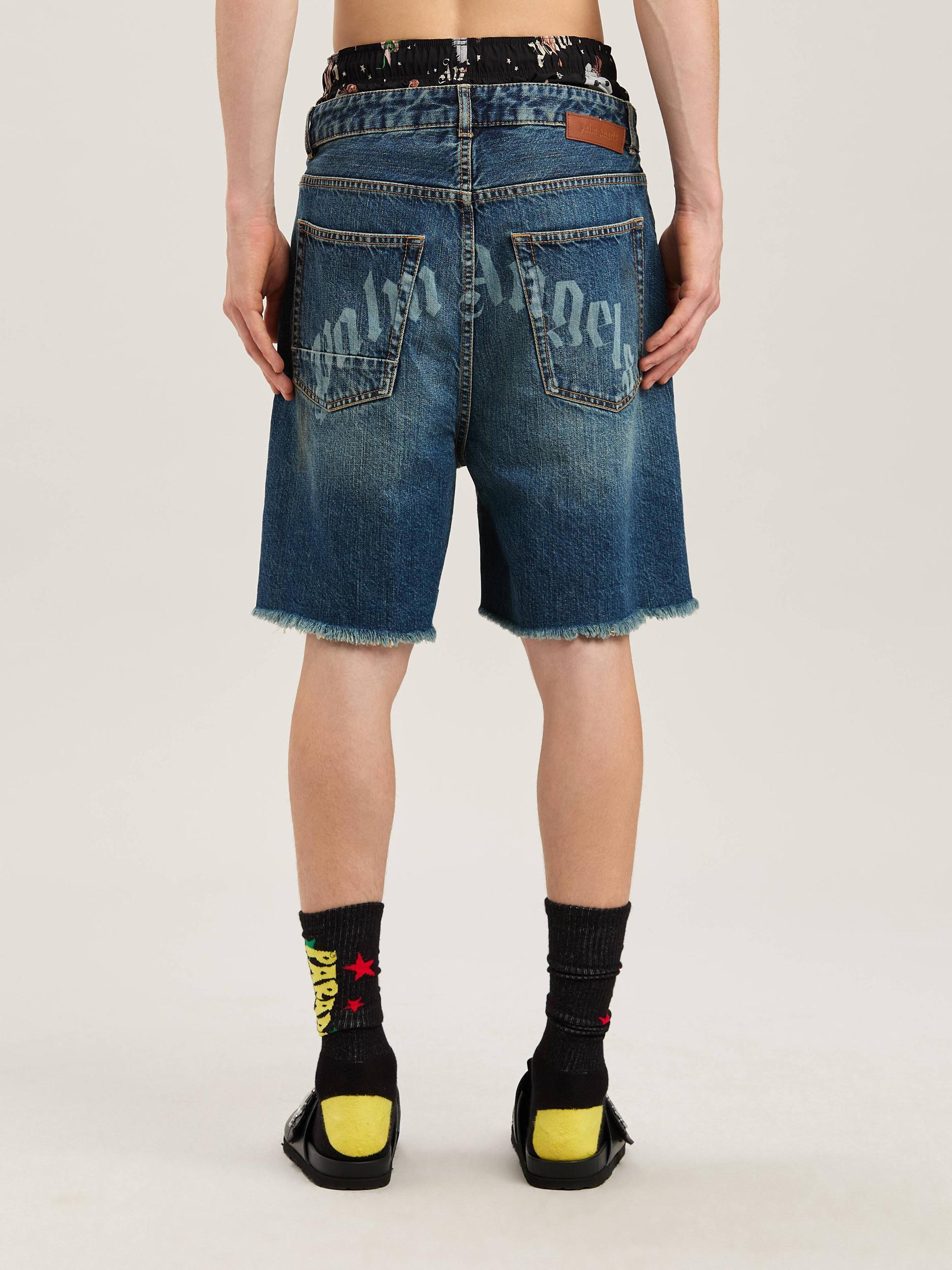 Lasered Curved Logo denim shorts Product Image