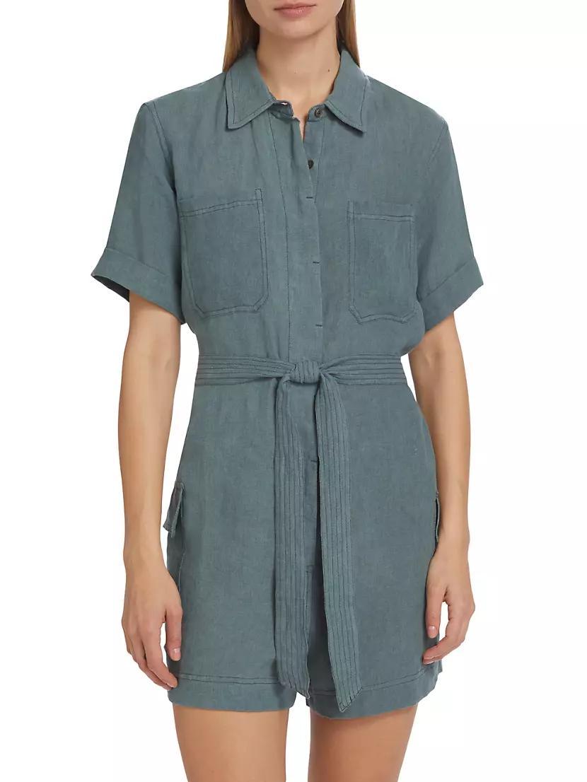 Linen Tie-Waist Romper Product Image